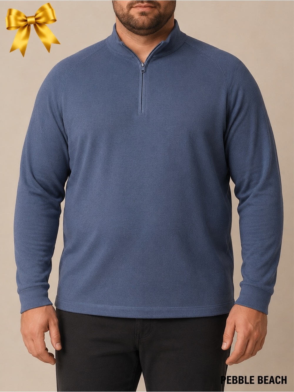 Pebble Beach Blue Quarter Zip Sweater XXL
